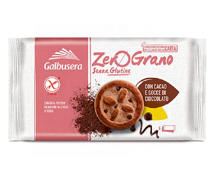 Бисквити Galbusera Zerograno с Какао и Парченца Шоколад Без Глутен 220 гр