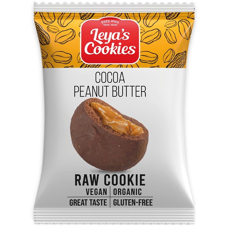 Био Суров Десерт Leya's Cookies с Какао и Фъстъчено Масло Веган без Глутен 25 г