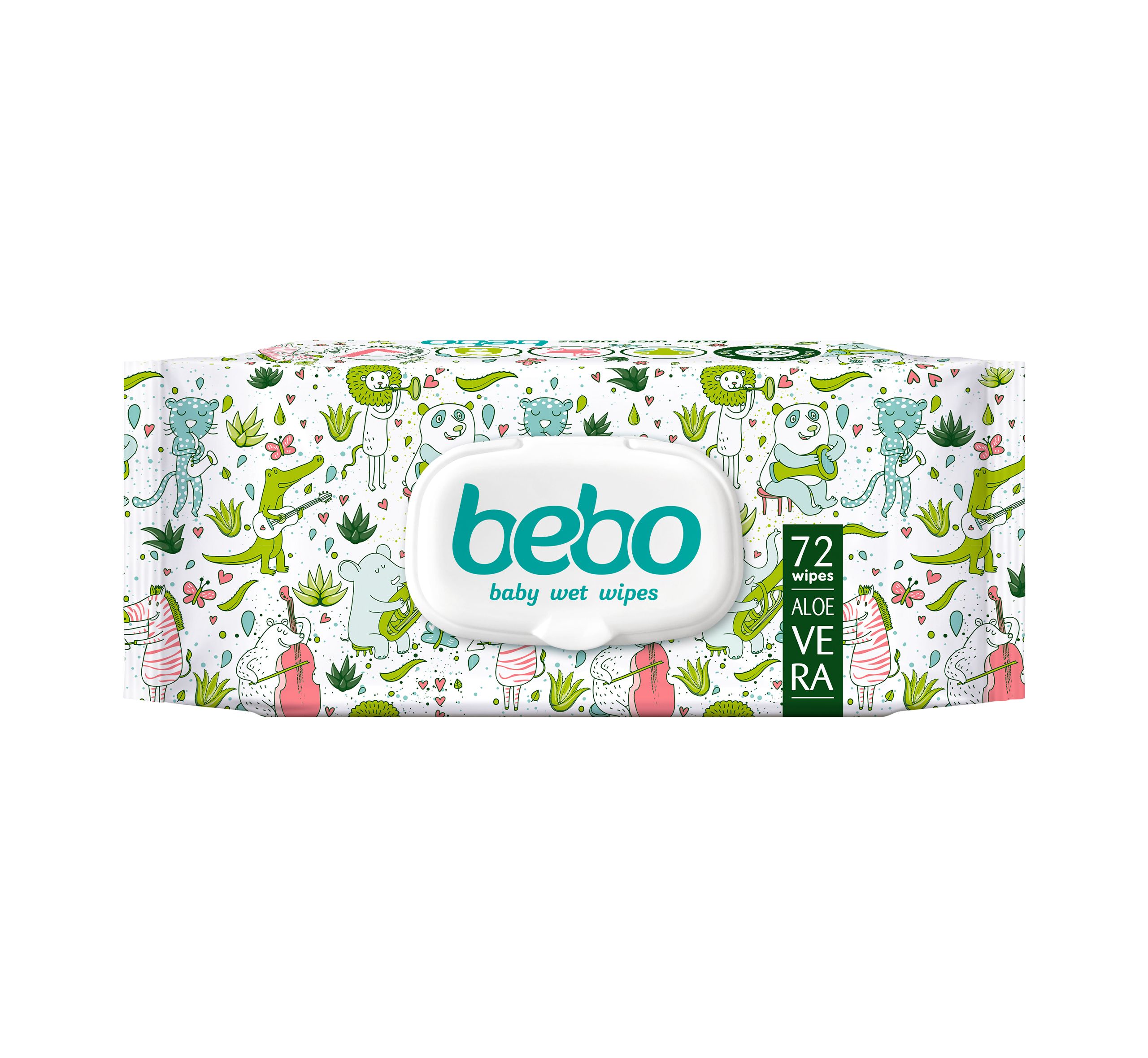 Мокри Кърпички Bebo Плътни с Екстракт от Алое Вера 72 бр.