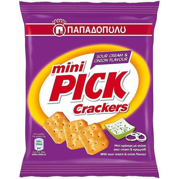 Крекери Papadopoulos Mini Pick Сметана и Лук 70 г
