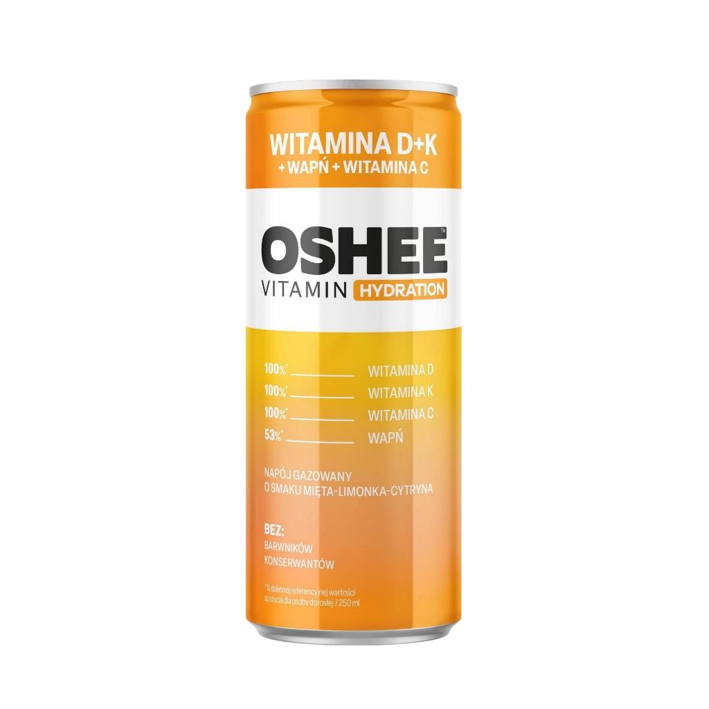 Газирана Напитка Oshee Vitamin Energy с Витамин D+К вкус Мента, Лимон и Лайм кен 250 мл