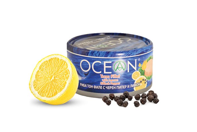 Консерва Риба тон филе Ocean с лимон и черен пипер 185гр