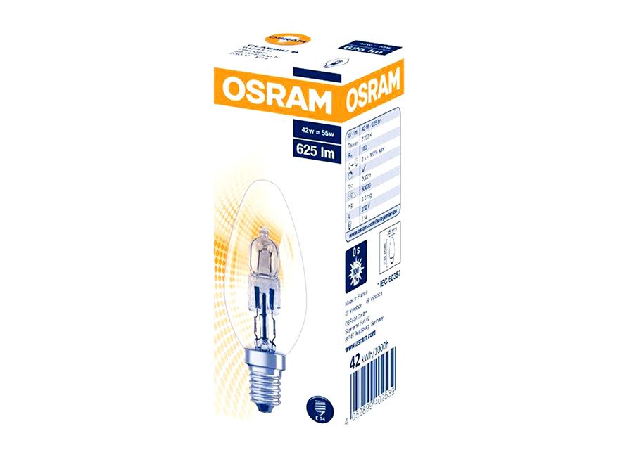 Халогенна крушка Osram E14 42W 1бр - топла светлина, свещ