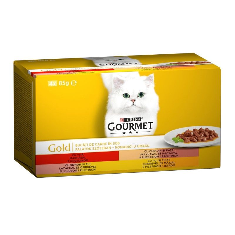Котешка храна Gourmet Gold хапки в сос - асорти 4 х 85 г