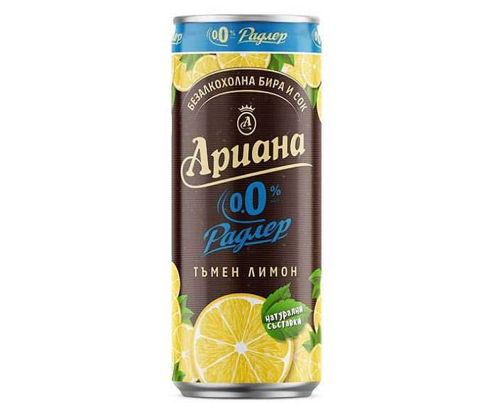 Безалкохолна бира Ариана Радлер Тъмен Лимон 0.0% 330 мл
