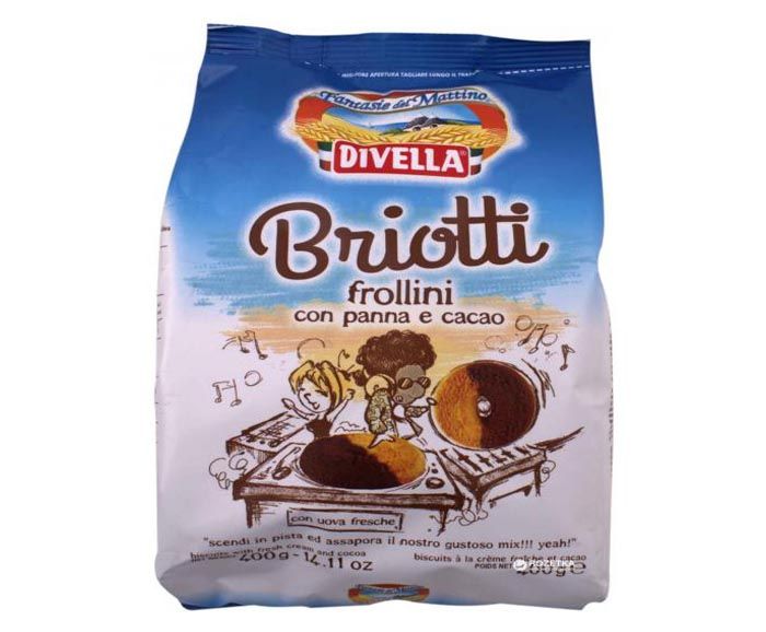 Бисквити Бриоти Divella с какао и сметана 400 г