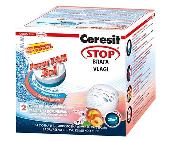 Таблетки за влагоабсорбатор Ceresit Stop влага 2х300гр - праскова