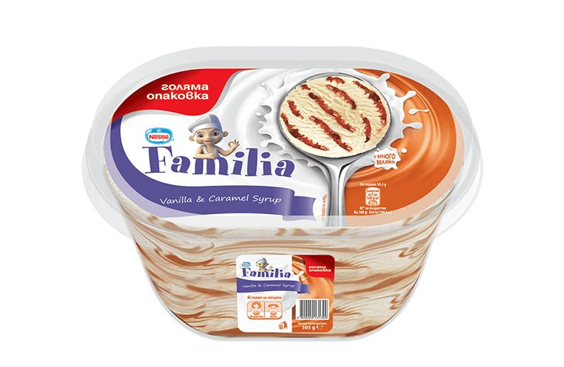 Сладолед Familia Ванилия и Карамелов Сироп 505 г