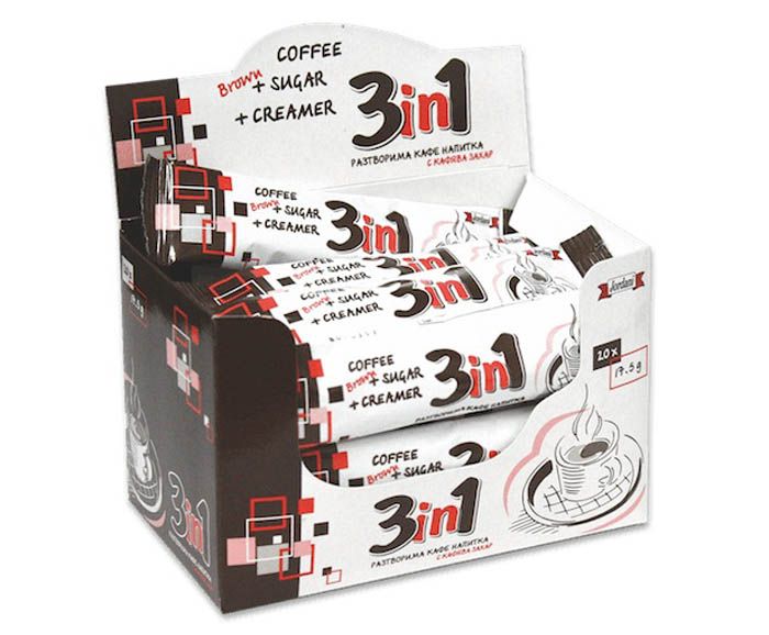 Jordani 3в1 кафе, кафява захар, сметана 20бр х 17.5гр - кутия
