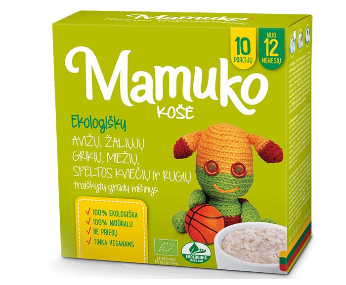 Био Пълнозърнеста бебешка каша за готвене Микс Mamuko 240гр 12+ месеца