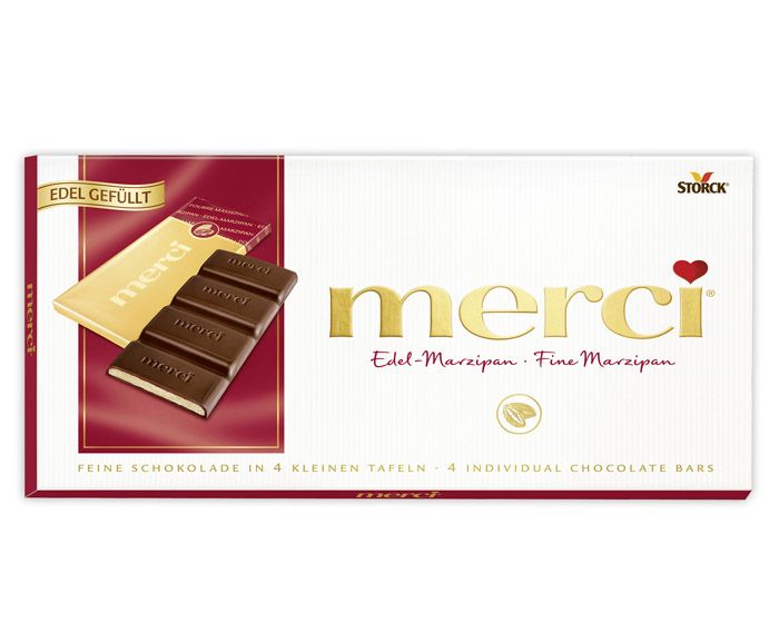 Черен шоколад Merci Марципан 112гр