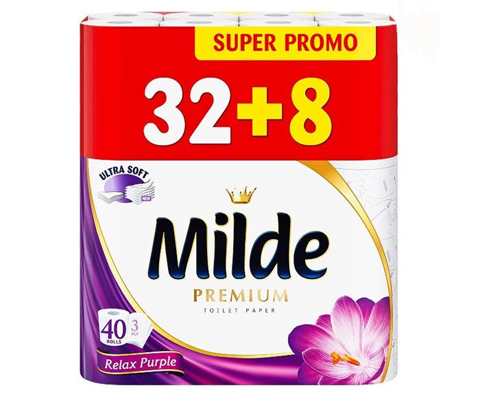 Тоалетна хартия Milde Relax Purple 32 + 8 бр