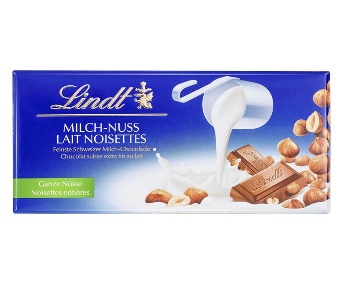Млечен Шоколад Lindt Lait-Noisettes Цели Лешници 100 г