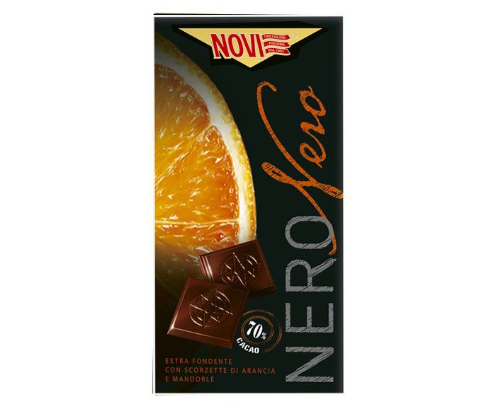 Шоколад 70% какао, портокал и бадеми Novi NERO 75гр
