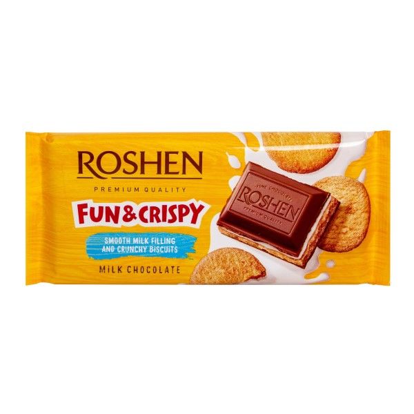 Млечен шоколад Roshen Fun & Crispy с бисквитки 115гр