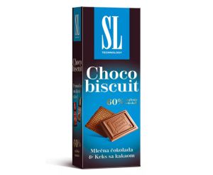 Шоколадови бисквити SL млечен шоколад и кафява бисквита 125 г
