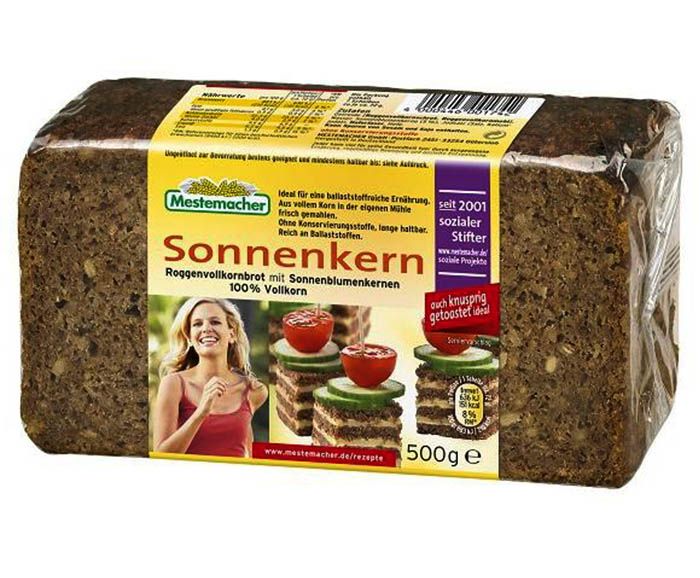 Пълнозърнест ръжен хляб със слънчогледови семки Sonnenkern 500 г
