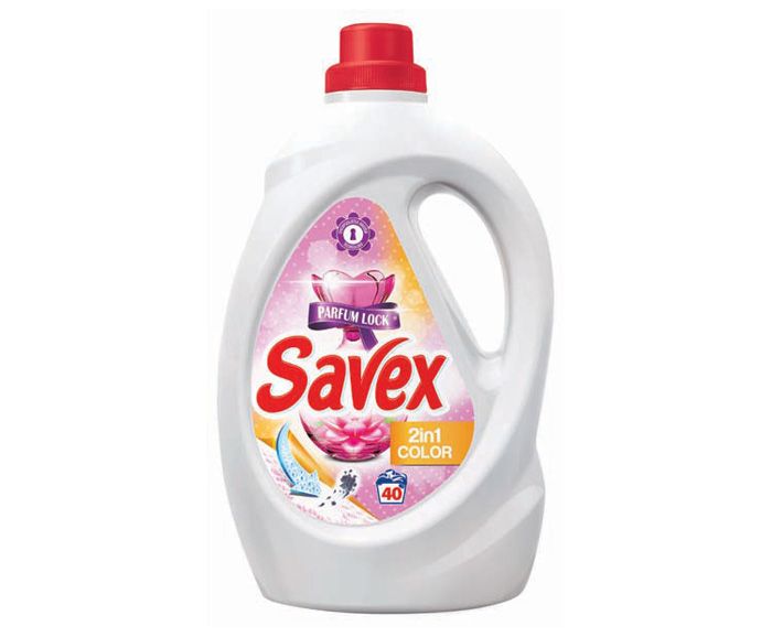 Течен перилен препарат Savex 2in1 Parfum Lock за цветно пране 40 пр. 2.2 л