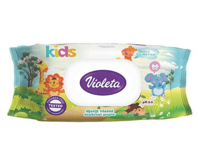 Детска влажна тоалетна хартия Violeta 60 бр