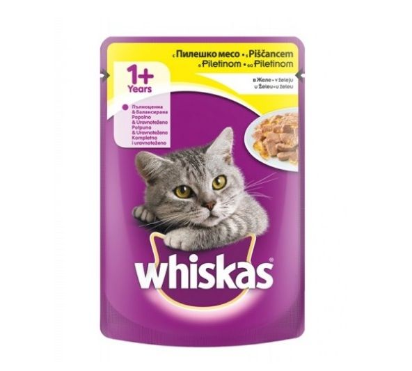 Котешка храна (пауч) 1+ Whiskas с пиле 100 г