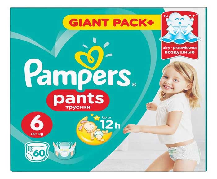 Бебешки Памперс Гащички Pampers Pants 6 (15+ кг) 60 бр