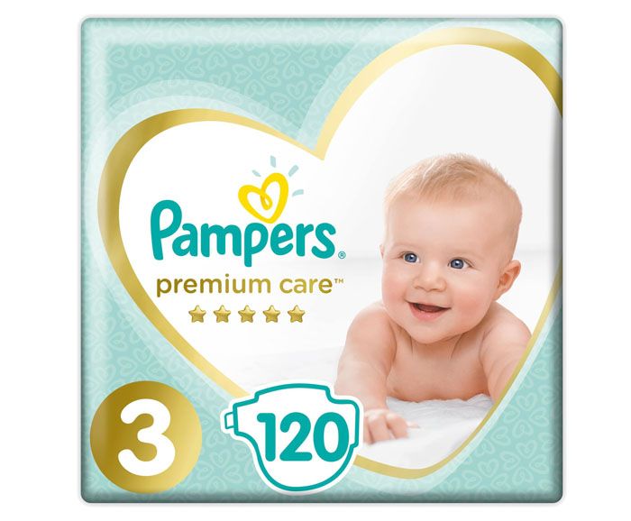 Бебешки Пелени Pampers Premium Care 3 (6-10 кг) 120 бр