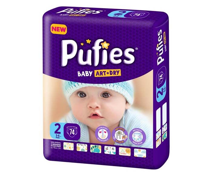 Бебешки пелени Pufies Art+Dry 2  3-6 кг, 74 бр