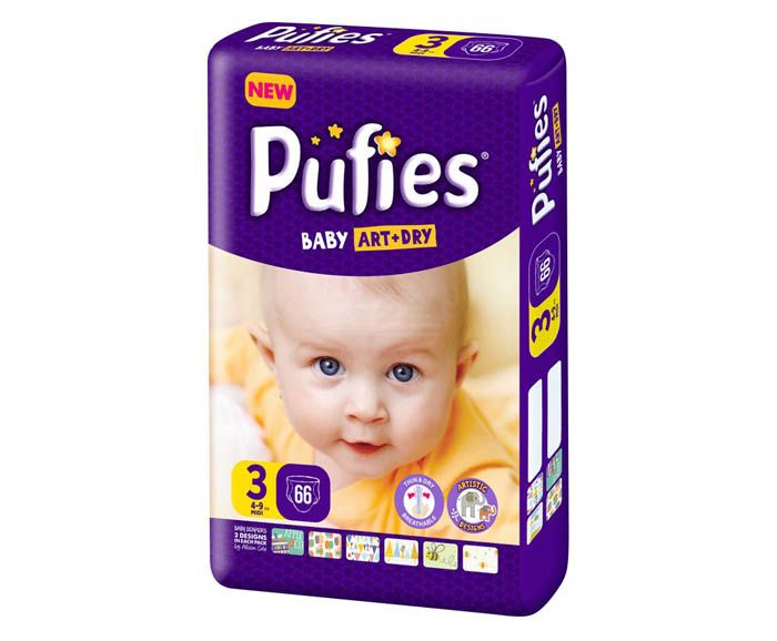 Бебешки пелени Pufies Art+Dry 3  4-9 кг, 66 бр