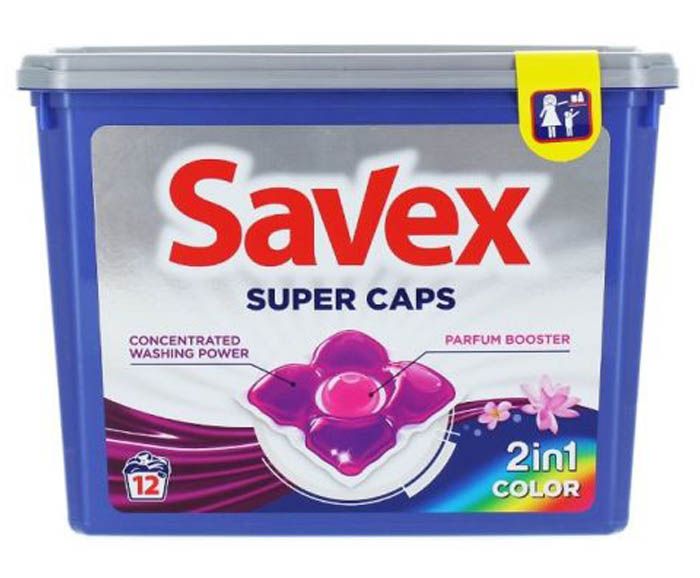 Капсули за пране Savex Super Caps 2in1 Color 12 бр