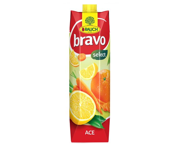 Сок Rauch bravo Портокал, морков, лимон АСЕ 1л
