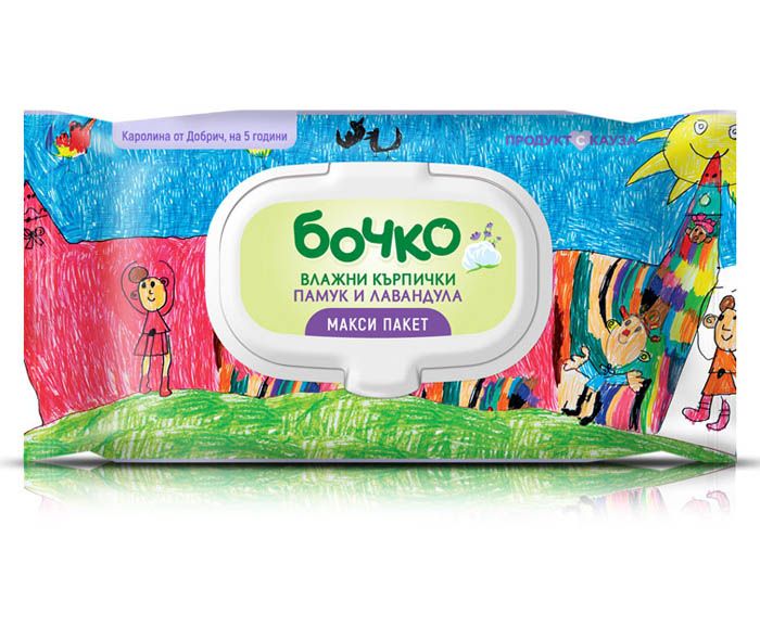 Бебешки влажни кърпички Бочко Памук и Лавандула 90 бр