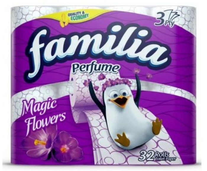 Тоалетна хартия Familia Magic Flowers 3 пл. 32 + 8 бр
