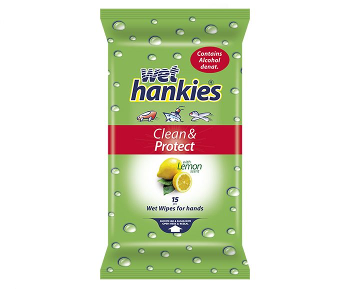 Мокри кърпички Hankies Clean & Protect Antibacterial Лимон 15 бр