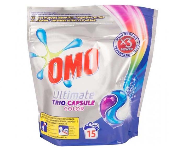 Капсули за цветно пране Omo Ultimate Trio Color 15 бр