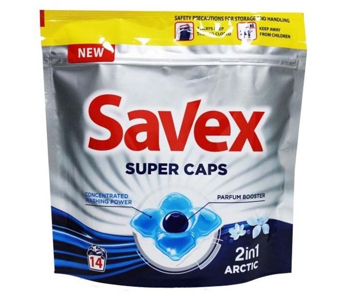 Капсули за пране Savex Super Caps 2in1 Arctic 14 бр