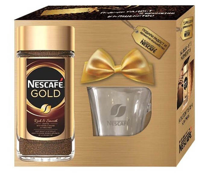 Пакет Разтворимо кафе NESCAFÉ® GOLD Стъклен буркан 200 г + NESCAFÉ® стъклена чаша 260 мл