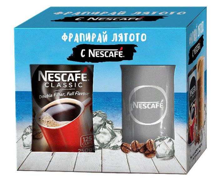 Разтворимо кафе NESCAFE CLASSIC 250 г + стъклена чаша