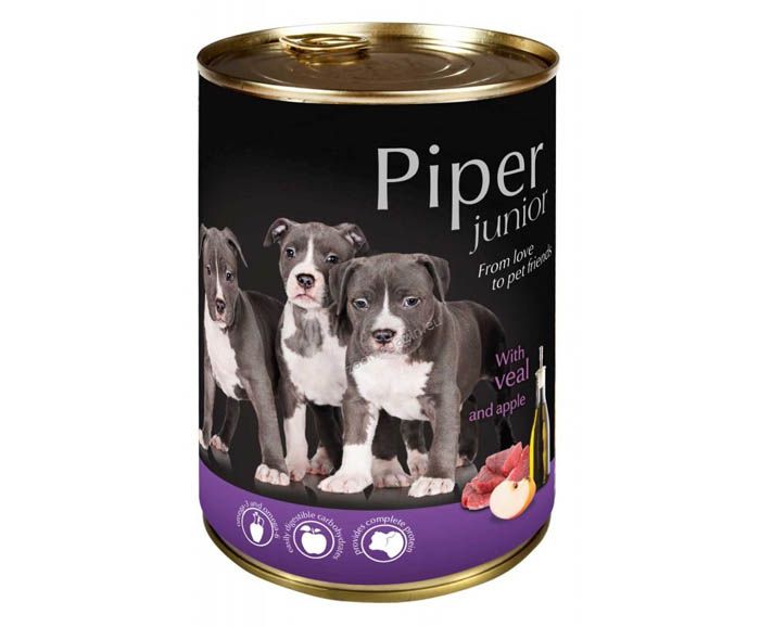 Храна за малки кучета с телешко и ябълки Piper 400 г