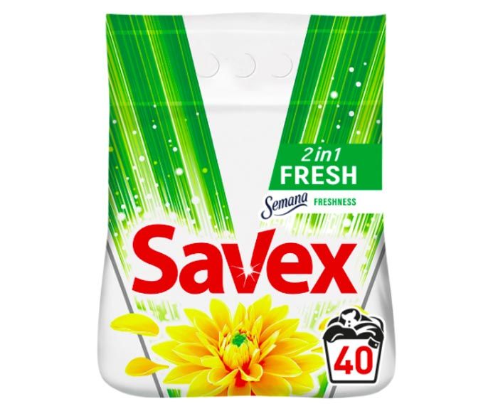Прах за пране Savex 2in1 Fresh 40 пр. 4 кг
