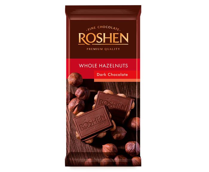 Черен шоколад Roshen с цели лешници 90 г