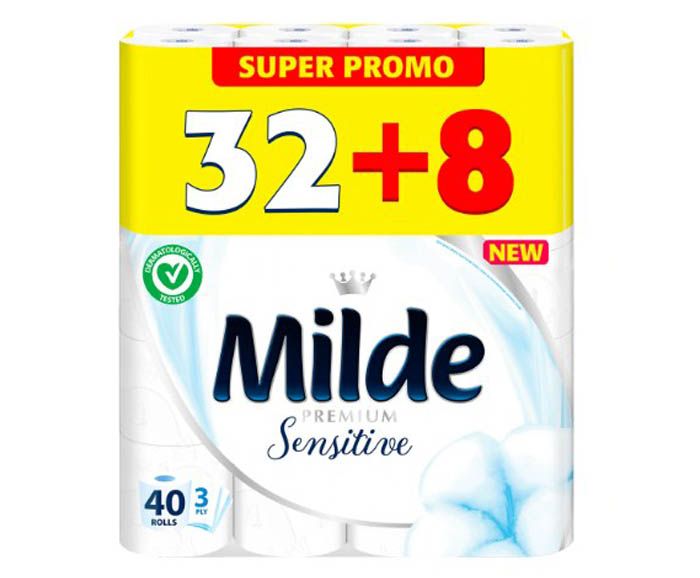Тоалетна Хартия Milde Sensitive 32 + 8 бр