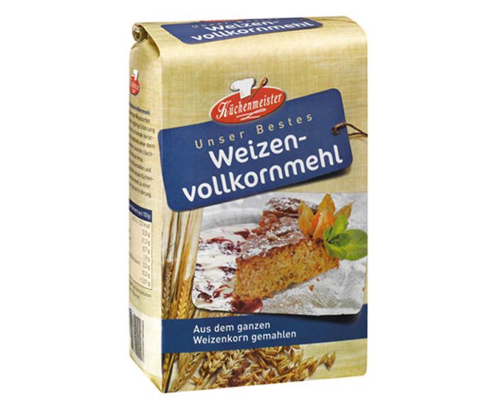 Висококачествено пълнозърнесто пшенично брашно Küchenmeister 1 кг