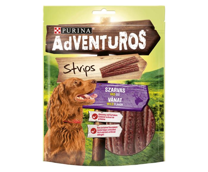 Лакомства за кучета с еленско месо Adventuros Srips Purina 90 г