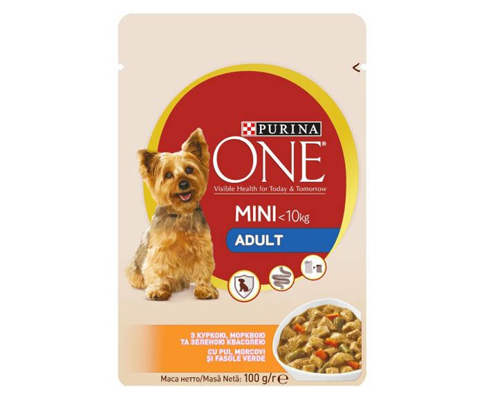 Храна за Кучета Purina ONE Mini Adult с Пиле и Моркови 100 г