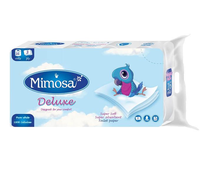 Тоалетна хартия Mimosa Deluxe бяла 3 пл. 16 бр