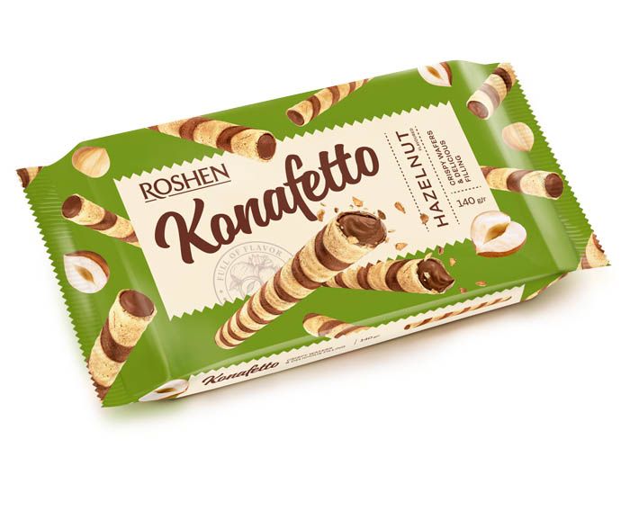 Вафлени пури Roshen Konafetto с лешников крем 140 г