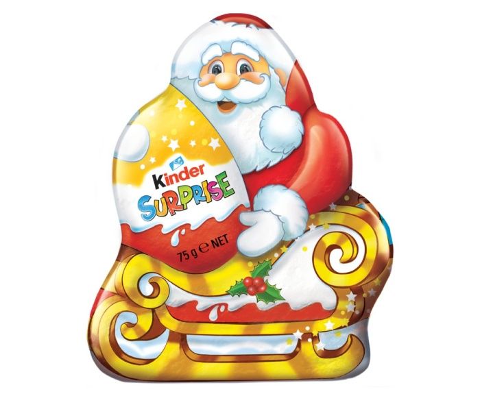 Шоколадова Фигура Дядо Коледа с Изненада Kinder Surprise 75 г - Жълто