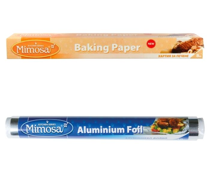 Пакет: Хартия за Печене Mimosa 8 м х 29 см + Алуминиево Фолио Mimosa 20 м х 290 мм