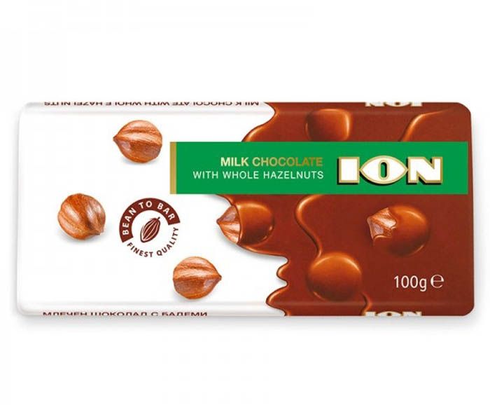 Млечен Шоколад с Цели Лешници ION 100 г