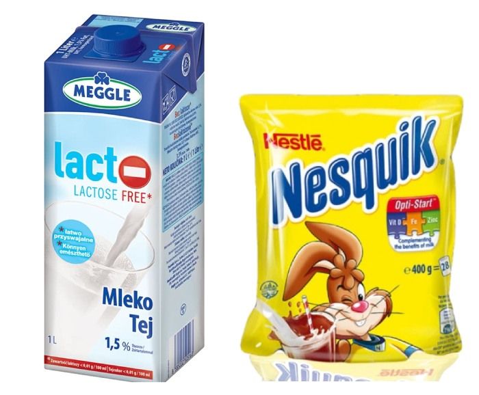 Пакет: Прясно Мляко Без Лактоза Meggle 1.5% 1 л + Какао Nesquik 400 г